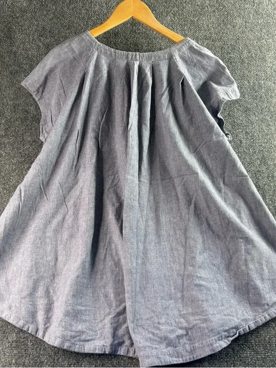 Free people Short Sleeve Chambray Scoop Neck Top - Blue - Picture 3 of 5